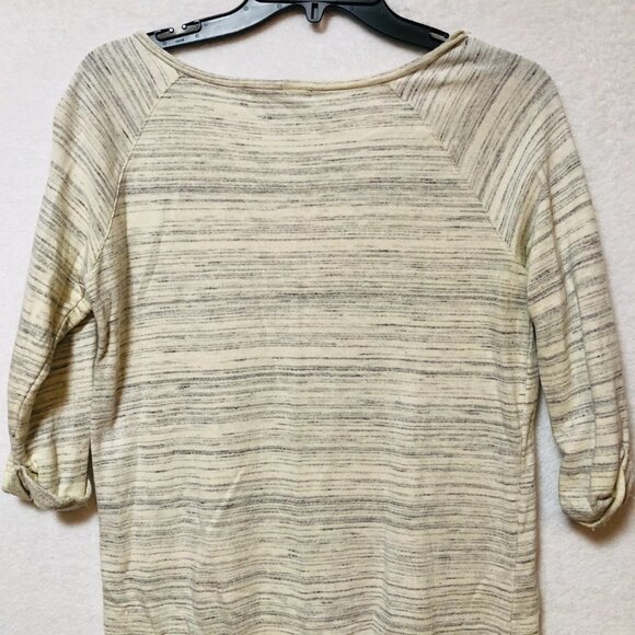 Cherish Cream & Gray Striped Half Sleeve Shirt Size Small - Picture 6 of 7
